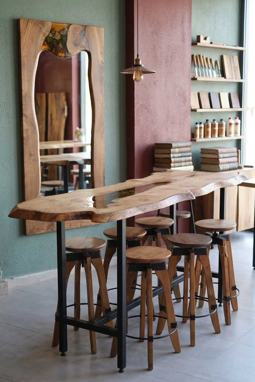 Cam Kırıklı Epoksili Bar Masası 2